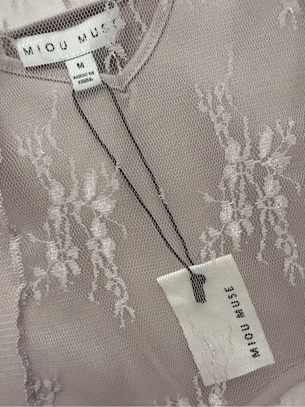 MIOU MUSE Lavender Floral Lace Mesh Top & Camisole Set Size M - Picture 2 of 11